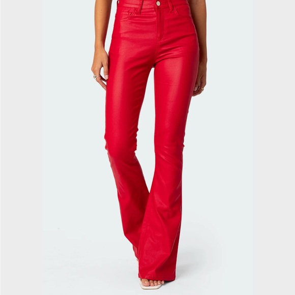 Edikted Red Flare Pants - Picture 2 of 2